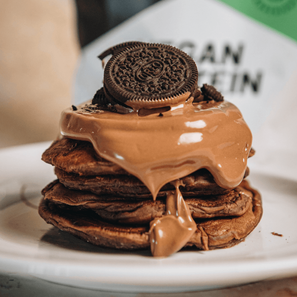 
                    Chocolate Protein Pancake Stack
                